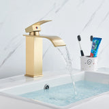 Rozin Deck Mounted Bathroom Basin Faucet Waterfall Vanity Sink Hot and Cold Water Mixer Tap,Chrome,Black,Gold Color