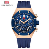 MINI FOCUS Watches Men Blue Silicone Strap Sport Watch Waterproof Luminous Chronograph Quartz Wristwatch часы мужские reloj 0417