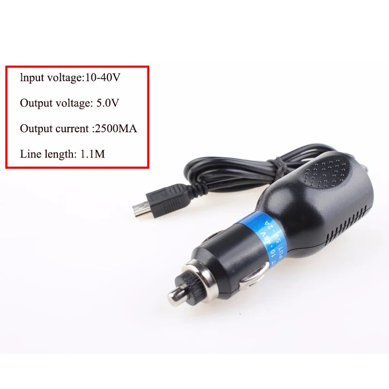 Universal Car Vehicle DC Power Charger Adapter Cord Mini USB Cable For DVR GPS Navigation 5V 2A With Cable