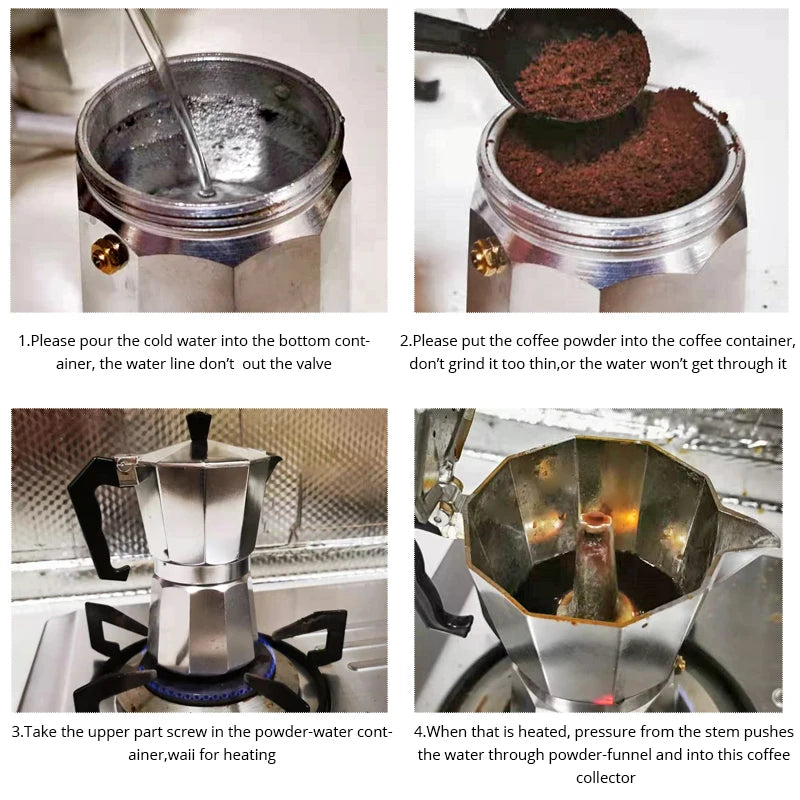 Coffee Maker Aluminum Espresso Percolator Pot Coffee Maker Moka Pots 1cup/3cup/6cup/9cup/12cup Stovetop Coffee Maker