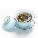 Celadon Tea Tureen, Kung Fu Tea Set, Flower Gaiwan, Puer Kettle,Teapot Lovers, Tea Accessories, 140ml