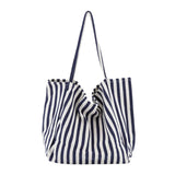 2023 Fashion Ladies Classic Striped Canvas Handbag Large Capacity Shoulder Bag For Female Simple Beach Casual Totes Shopping Bag