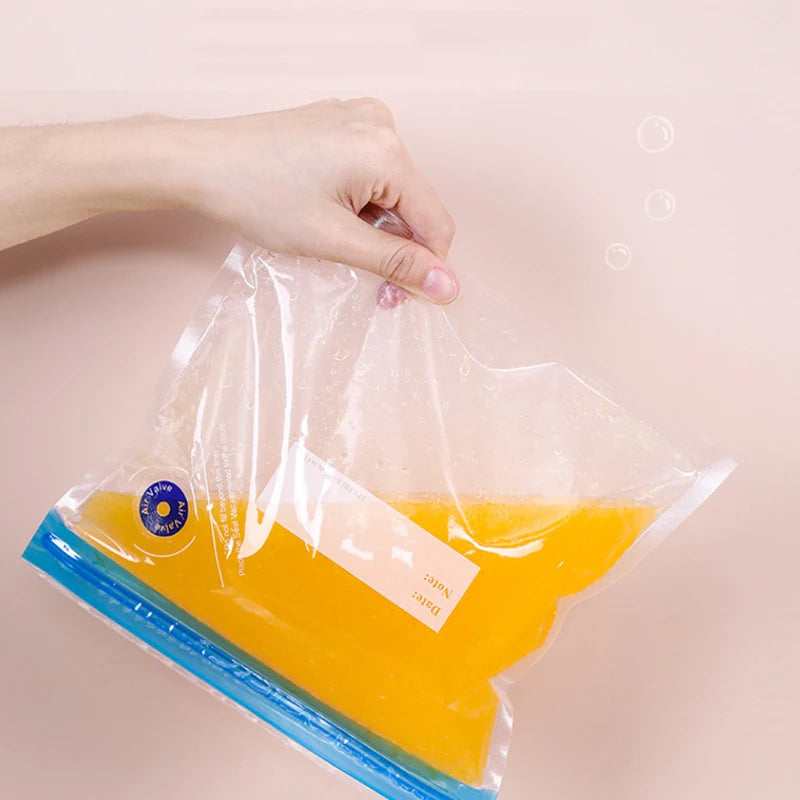 Vacuum Food Storage Zipper Bags Reusable BPA-Free Sous Vide Bags with Vacuum Hand Pump Fruit Meat Nut Vacuum Sealer Saver Bag