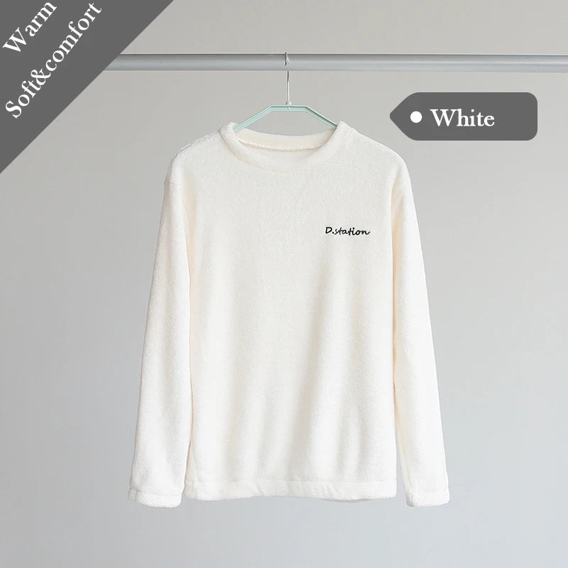 Women Winter Flannel Pajama Set Fleece Pajamas Sleepwear Homewear Thick Warm Velvet Female Suit Fall Sweatshirt Ladies Pyjama