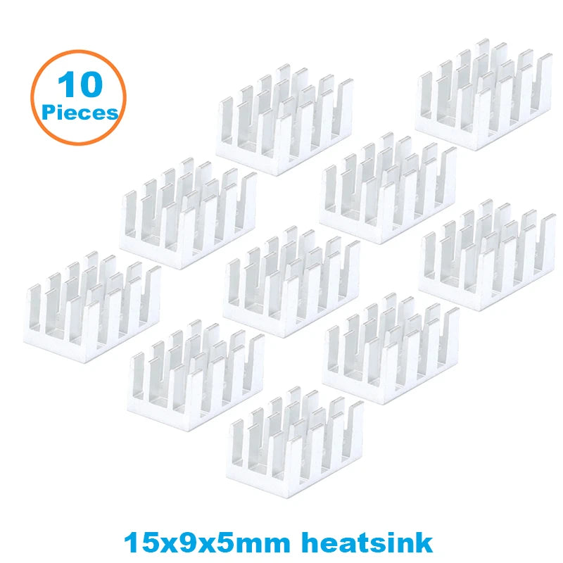 En-Labs 10pcs Silver 10x10x10mm Aluminum Heat Sink Radiator Heatsink,Electronic Chip Cooling Radiator Cooler for IC MOSFET SCR