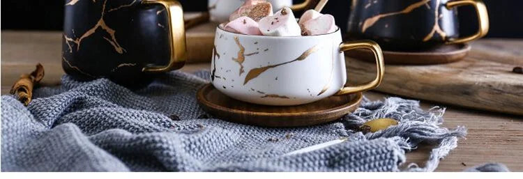 Coffee Mugs Marble Gold Inlay Mug Breakfast Mug Office Home Drinkware Milk  Cup Dropshipping