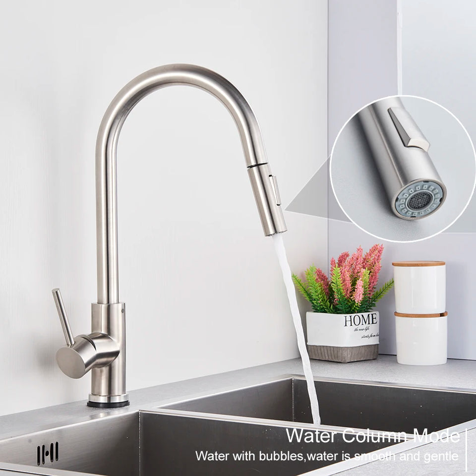 Black Pull Out Sensor Kitchen Faucet Touch Control Faucet 2 Function Mixer For Sink Tap Sprayer Single Handle Mixer Tap