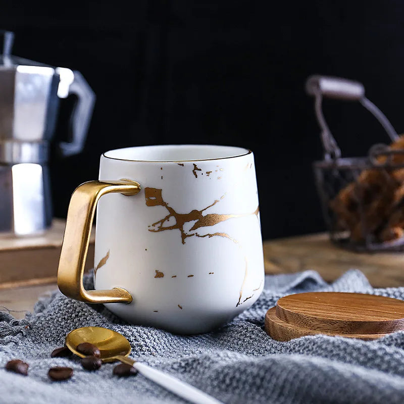 Coffee Mugs Marble Gold Inlay Mug Breakfast Mug Office Home Drinkware Milk  Cup Dropshipping