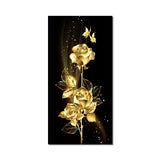 Abstract Golden Leaves and Flower Tree Oil Painting on Canvas Posters and Prints Wall Art Pictures for Living Room Cuadros Decor