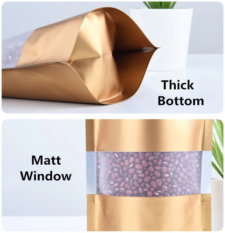 100PCS Stand-up Matte Aluminum Foil Window Ziplock Bag DIY Snack jewelry Spice Candy Customize Logo Brand Gift Storage Pouches