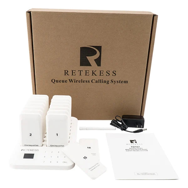 RETEKESS TD157 Restaurant Pager System Pagers 984ft Long Range Beepers for Food Truck Bars  Food Court No Vibration Mode