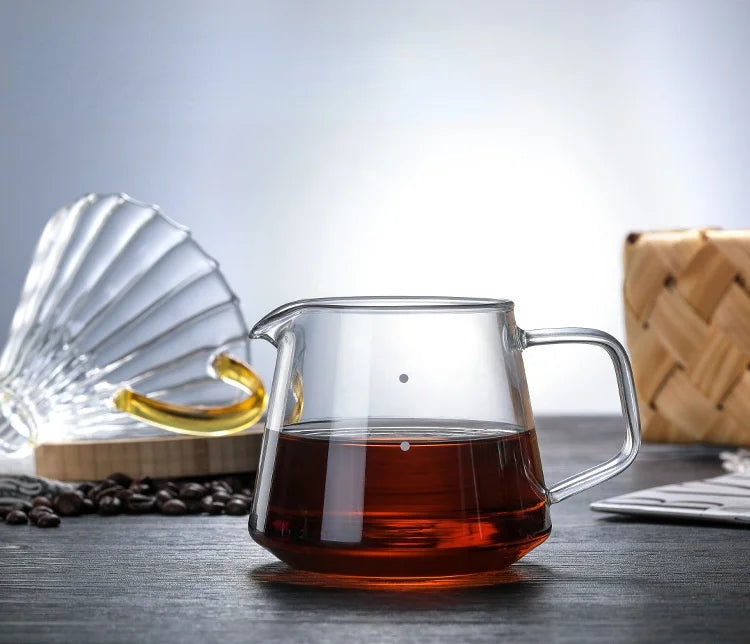 300ml/400ml/500ml/650 Coffee Pot High Temperature Resistant Glass Sharp-mouthed Hand Punch Sharing Pot Household Drip Coffee Pot