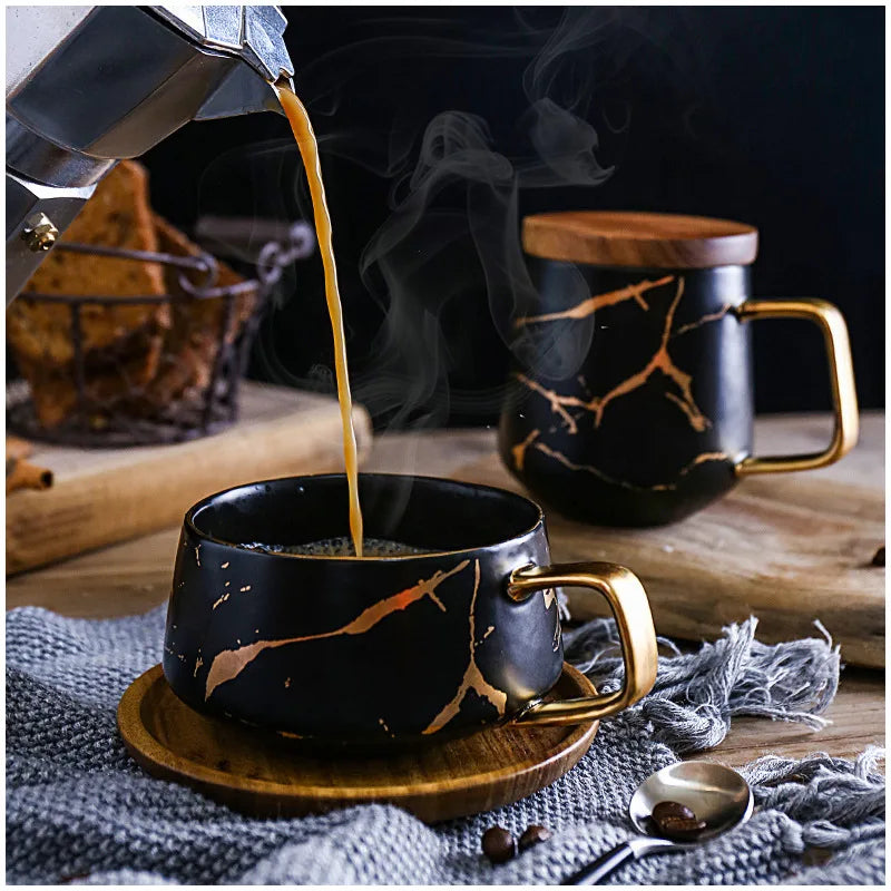Coffee Mugs Marble Gold Inlay Mug Breakfast Mug Office Home Drinkware Milk  Cup Dropshipping