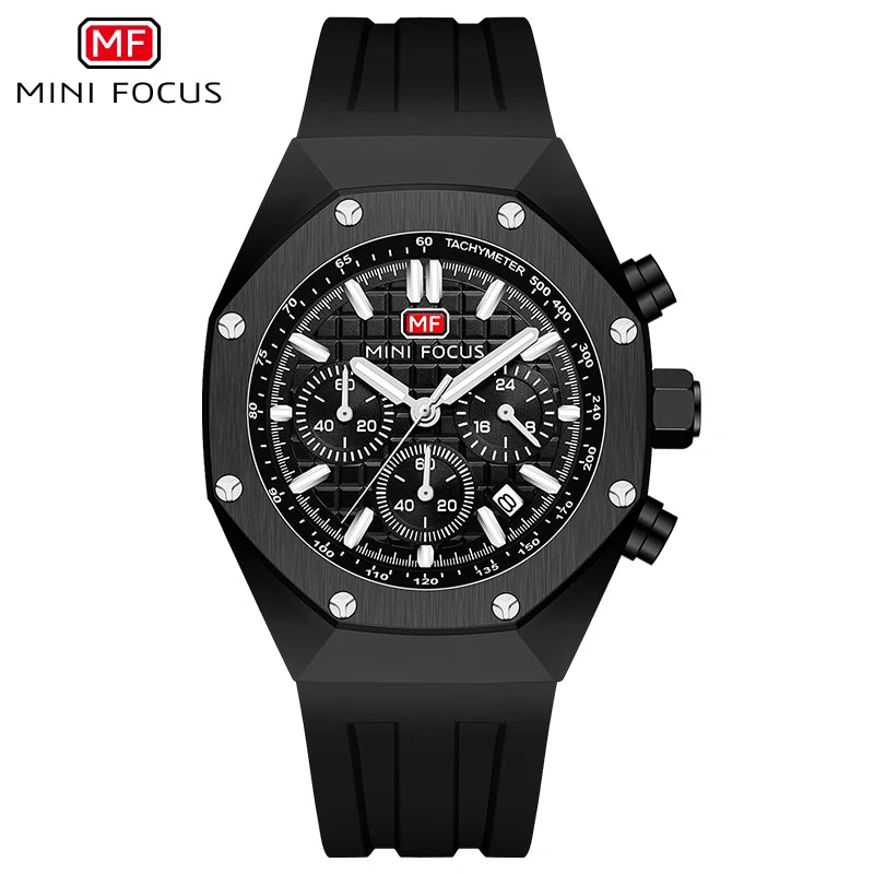 MINI FOCUS Watches Men Blue Silicone Strap Sport Watch Waterproof Luminous Chronograph Quartz Wristwatch часы мужские reloj 0417