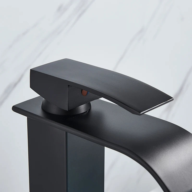 Rozin Deck Mounted Bathroom Basin Faucet Waterfall Vanity Sink Hot and Cold Water Mixer Tap,Chrome,Black,Gold Color