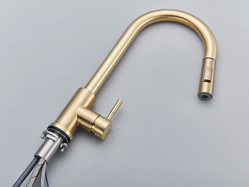 Smart Sensor Touch Kitchen Sink Faucet Brushed Nickel Poll Out Spout Black/Gold Sensor Faucets 360 Rotation Crane Two Functions