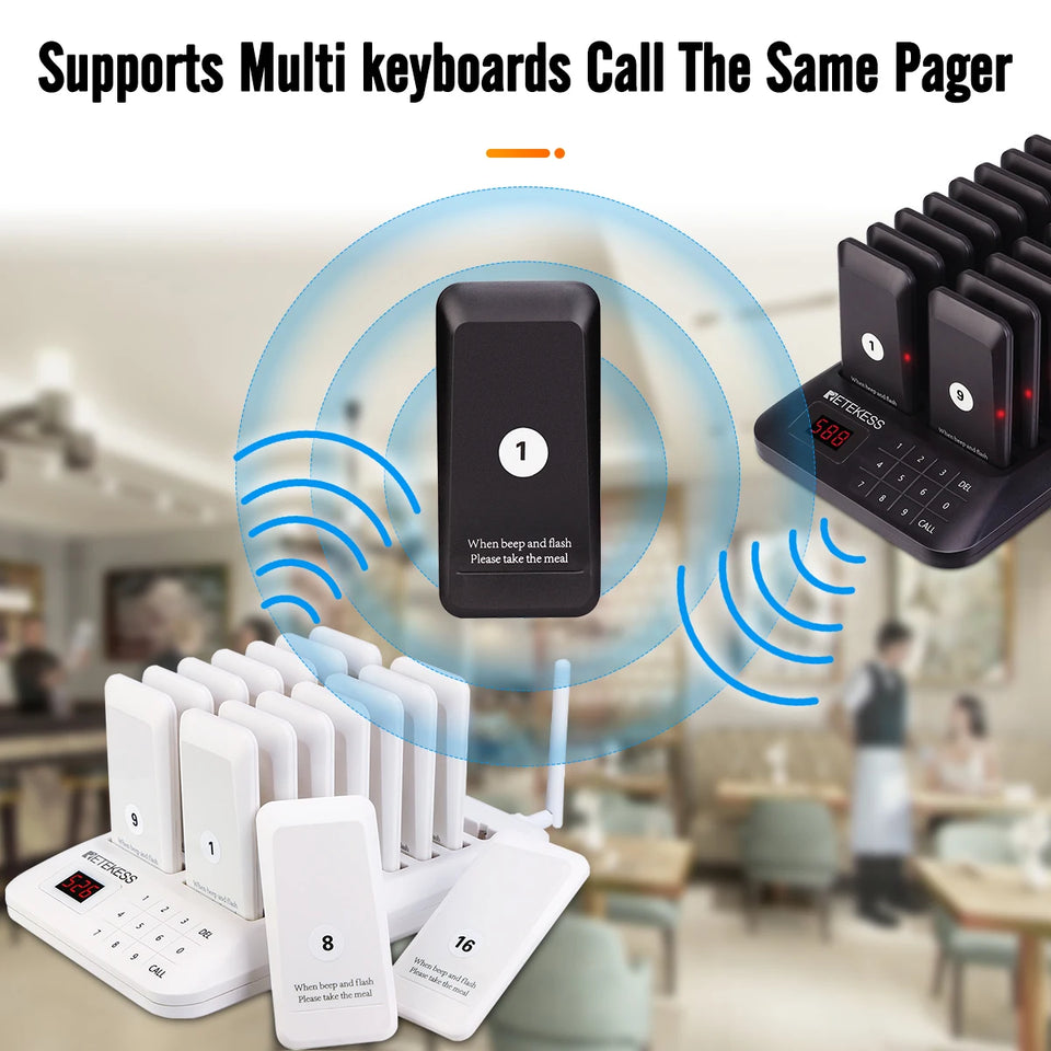 RETEKESS TD157 Restaurant Pager System Pagers 984ft Long Range Beepers for Food Truck Bars  Food Court No Vibration Mode