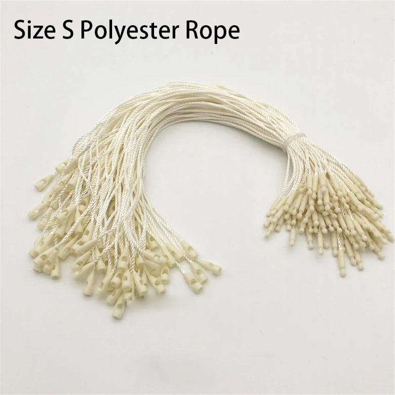 100PC /lot Plastic Tag White Beige Black Hang Tag Polyester Rope String Snap Lock Pin Loop Tie Fasteners