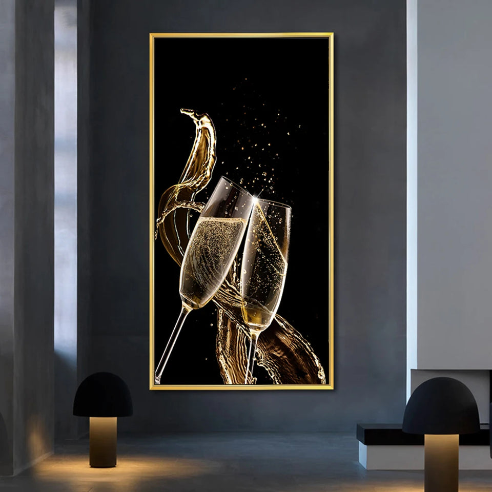 Abstract Golden Leaves and Flower Tree Oil Painting on Canvas Posters and Prints Wall Art Pictures for Living Room Cuadros Decor
