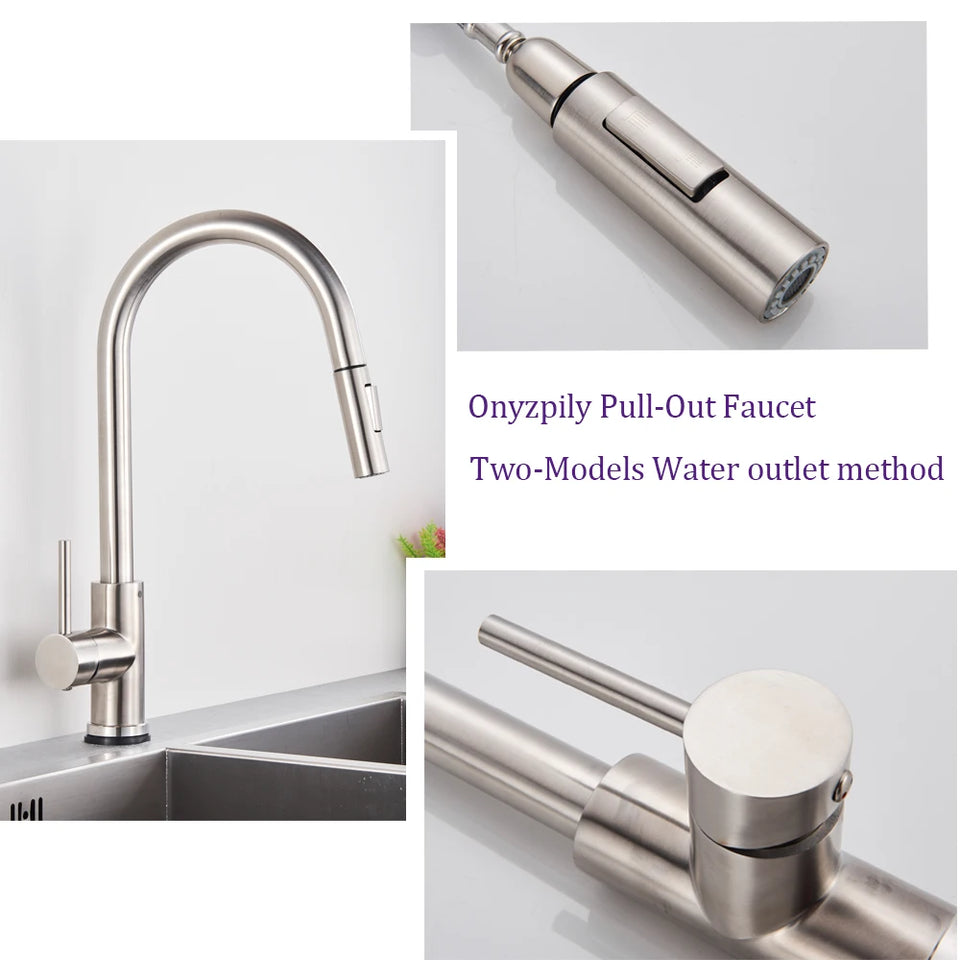 Black Pull Out Sensor Kitchen Faucet Touch Control Faucet 2 Function Mixer For Sink Tap Sprayer Single Handle Mixer Tap