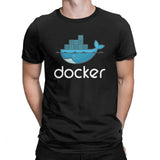 Men Docker Logo T Shirt Linux Javascript Computer Cotton Sweatshirt Funny Short Sleeve Round Neck Tees Graphic T-Shirts