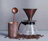 Pure Red Copper Coffee Tea Pot Cup Spoon Set Drinkware Long Gooseneck Spout Kettle Hand Drip Kettle turkish Coffee Maker Set