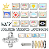 Cute Cats Flowers Planet Coffee Milk Cake Mountain Italian Charm Links Fit 9mm Stainless Steel Bracelet DIY Jewelry Making Gifts