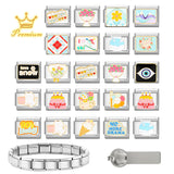Cute Cats Flowers Planet Coffee Milk Cake Mountain Italian Charm Links Fit 9mm Stainless Steel Bracelet DIY Jewelry Making Gifts