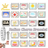 Cute Cats Flowers Planet Coffee Milk Cake Mountain Italian Charm Links Fit 9mm Stainless Steel Bracelet DIY Jewelry Making Gifts