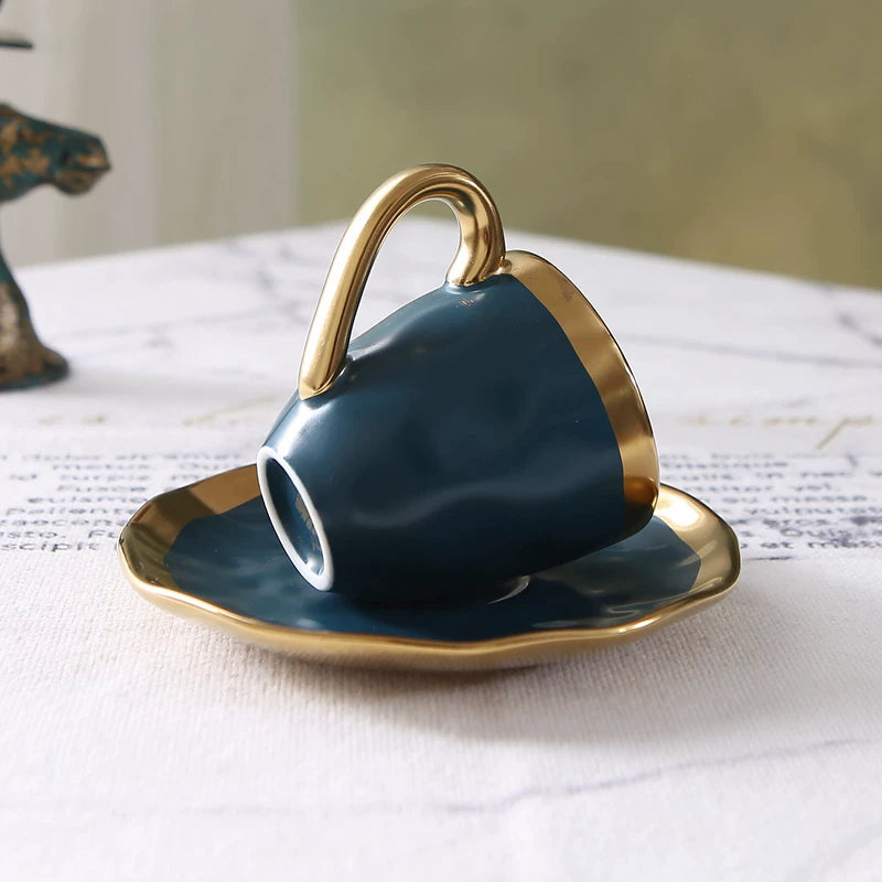 Italian colored glazed ceramic small coffee cup and plate set, dining small cup, afternoon small tea cup, tea ceremony cup
