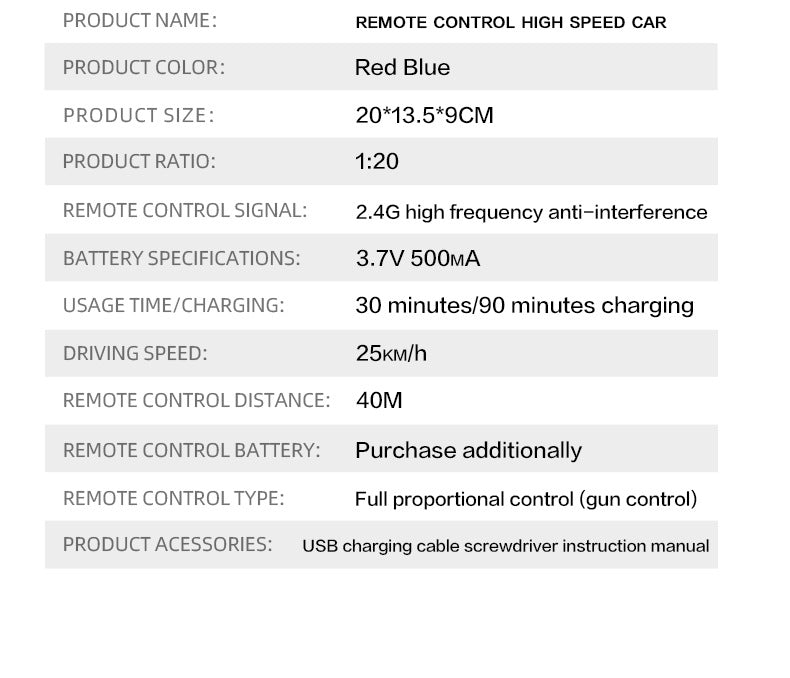 1:20 4WD RC Drift Car 30km/h High Speed RC Cars Toys For Adults And Kids 2.4G Remote Control Cars Off Road Monster Truck