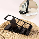 4-Remote Holder - Black Plastic Desk Organizer for TV Stand/Office, Space-Saving Storage Rack