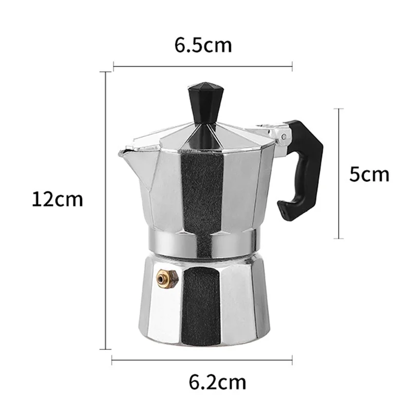 Italian Aluminum Moka Pot Octagon Moka Pot Coffee Pot 1 Cup European Coffee Equipment (50Ml)-New