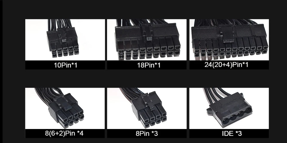 JULONGFENGBAO ATX 850W Full Modular RGB 80Plus Gold 20+4Pin 12V PSU Professional E-Sports Video Game Computer PC Power Supply