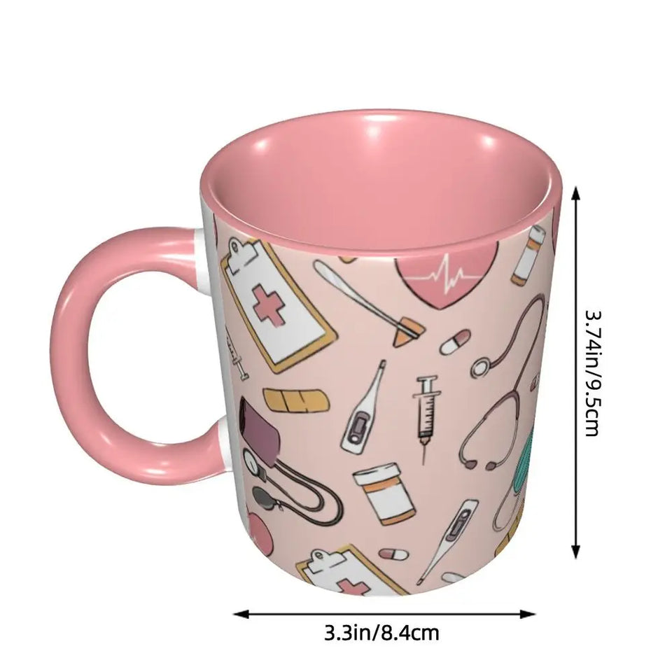 Pink Doctor Nurse Coffee Mugs DIY Customized Enfermera En Apuros Ceramic Milk Tea Mug Cup