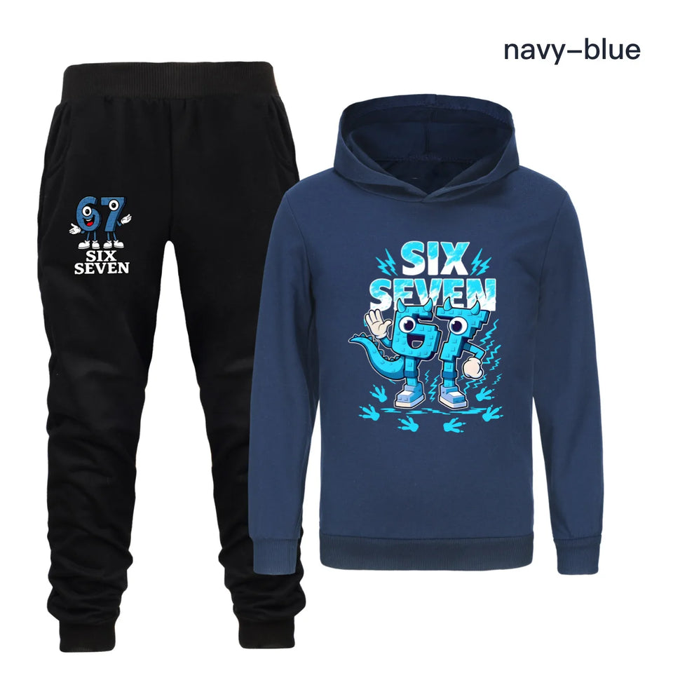 Kids Clothes Steal a Brainrot Six Seven 6-7  Baby Girls Hooded Sweatshirt Pants 2pcs Set Boys Autumn Pullover Tracksuits 5192