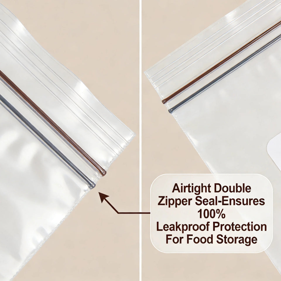 3 Size Reusable Storage Bags Transparent Leak Proof Freezer Bags Airtight Seal for Food Fruit Veggie Storage