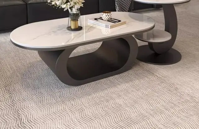 Italian minimalist new rock slab coffee table living room home simple modern high-end combination light luxury oval tea table
