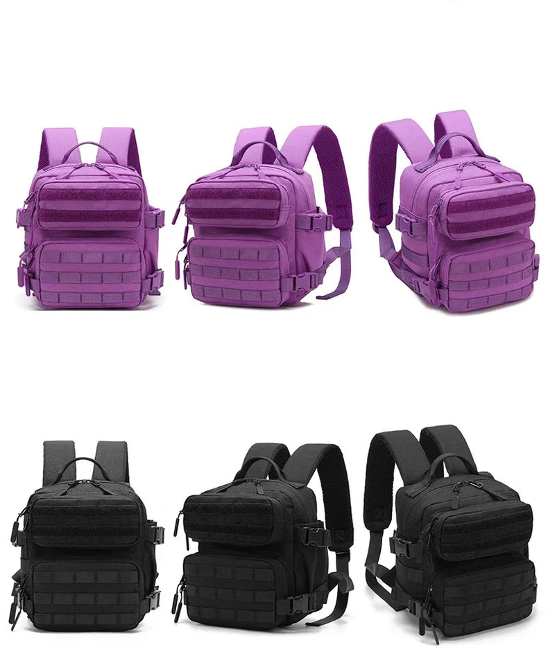 Mini Tactical Backpack for Women Camping Hiking Sports Gym Bag 9L Daily Travel Athlete Fitness Rucksack with Bottle Holder