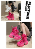 Women Ankle Boots Autumn Chunky Shoes Woman High Platform Breathable Sneakers 7.5CM Thick Sole Wedges Motorcycles Boots Winter
