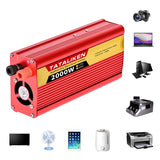 2000W Car Power Inverter 12V DC to 110V/220V 60HZAC Converter with Dual USB Quick Car Charger Adapter(Red)