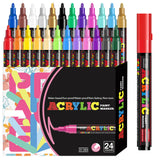 12/18/24 Vibrant Acrylic Marker Set, Medium Tip (2-3mm) Suitable for Rock Painting, Black Paper, and Skateboard Decoration