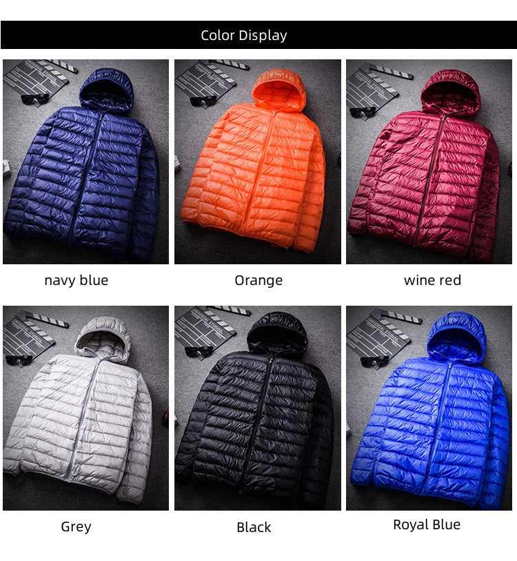 2023 New Arrivals Men's Fashion Hooded Puffer Jackets Autumn Winter Keep Warm White Duck Down Casual Men Down Coat