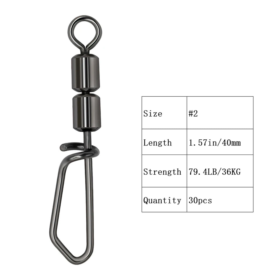 Goture 30pcs/lot Fishing Swivels High Speed Double Rolling Swivels Flexible Rotation Stainless Steel Swivel Fishing accessories