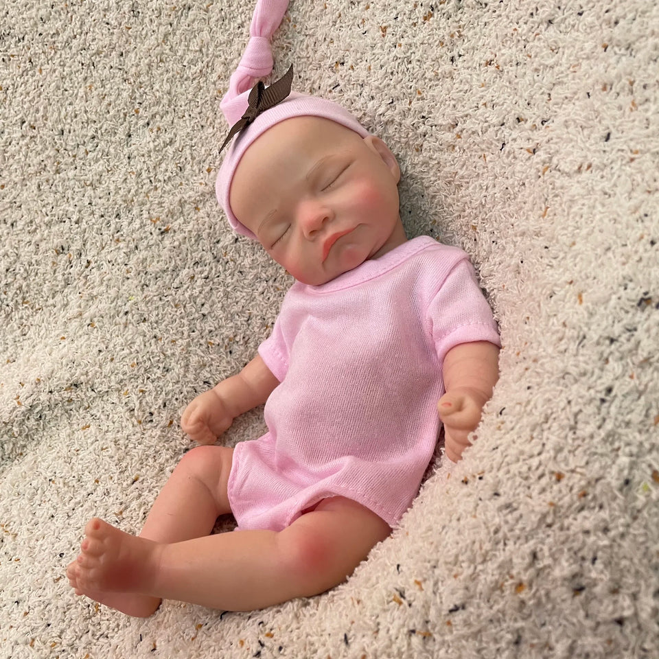 AnjoDoll 10Inch Silicone Girls Whole Body Soft Solid Silicone Reborn Doll Handmade Painted Washable Play Dolls Toys For Gifts