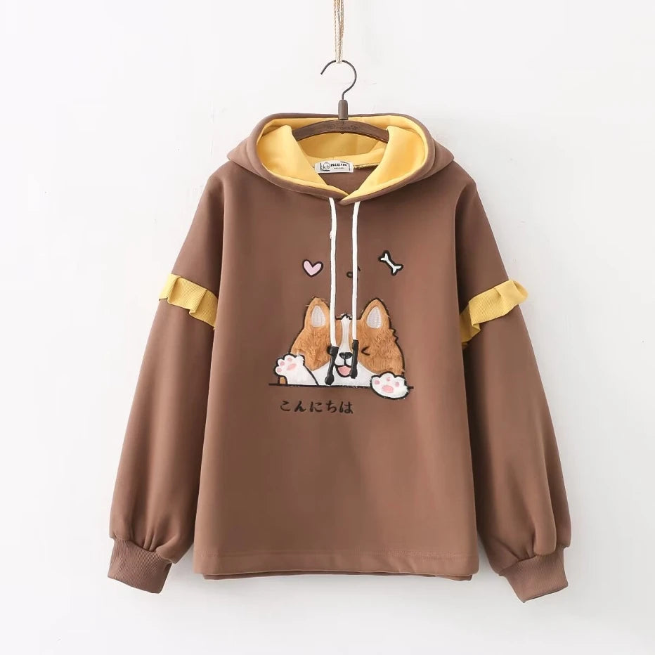 Harajuku Funny Women Hoodies 100% Cotton Winter Plus Fleece Cute Pink Anime Sweatshirt Teen Girl Kawaii Long Sleeve Y2K Hoodie