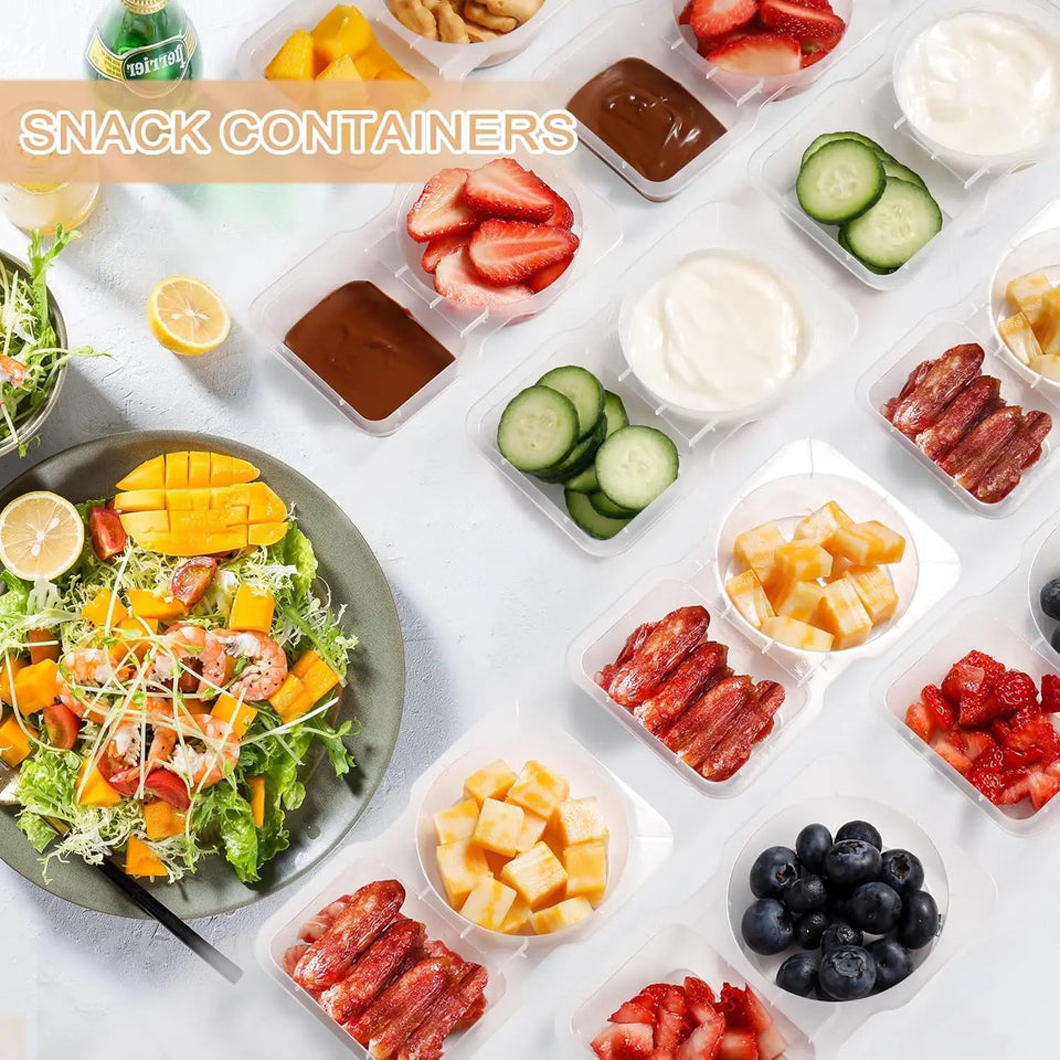 20Pcs Reusable Snack Containers with Lids: Double Compartment, BPA-Free, Perfect for On-the-Go and Portion Control