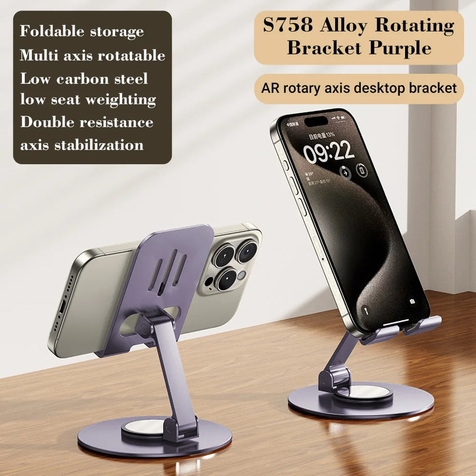 720 Rotate Aluminum Alloy Tablet Holders for iPad Adjustable Folding Lazy Desktop Live Desk Holder Mobile Phone Stand Mount