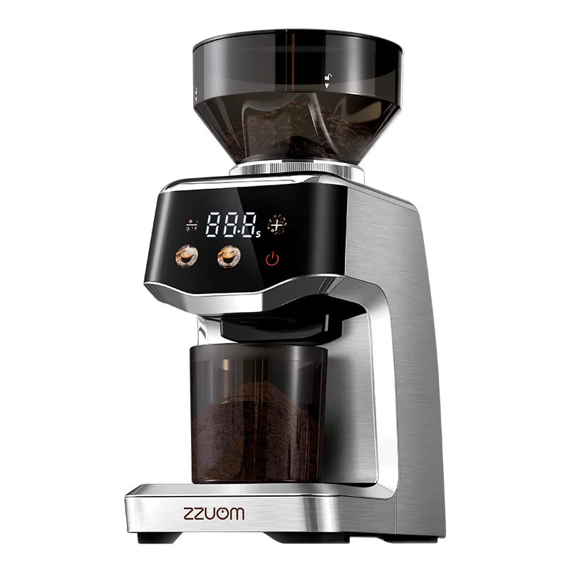 Touchscreen Electric Coffee Grinder - Automatic Commercial & Home Use, Stainless Steel Burr Mill with Dose Control, LCD Display