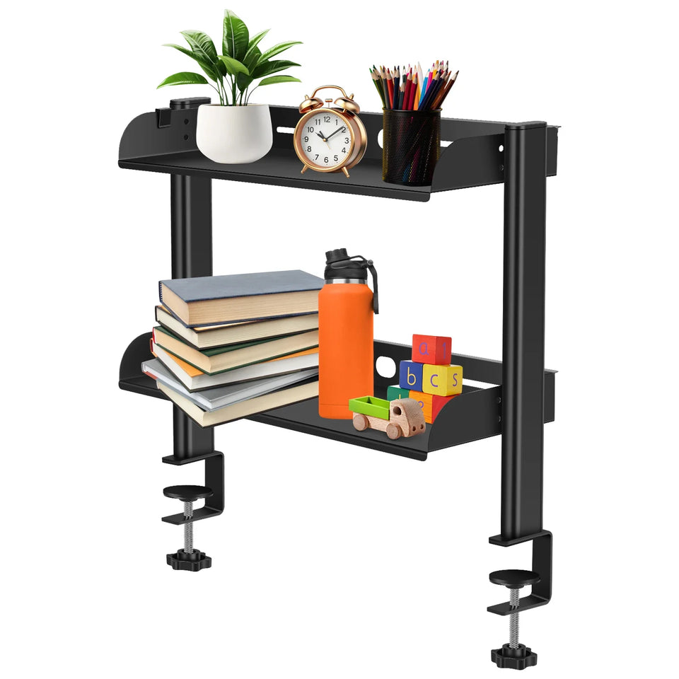 2 Tiers Stainlees Steel Storage rack Clamp-on Desktop Shelf for home storage holder office booksheelf sundries  Organizer